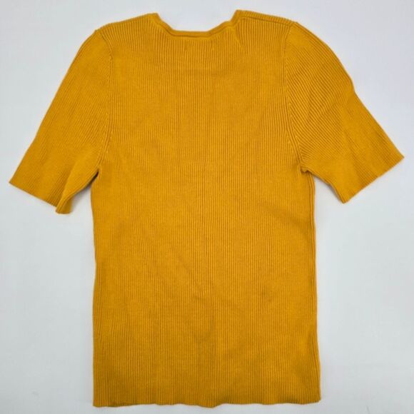 Anthropologie Maeve Josefa Ribbed Top In Honey Gold Short Sleeve Size Large - Picture 5 of 5